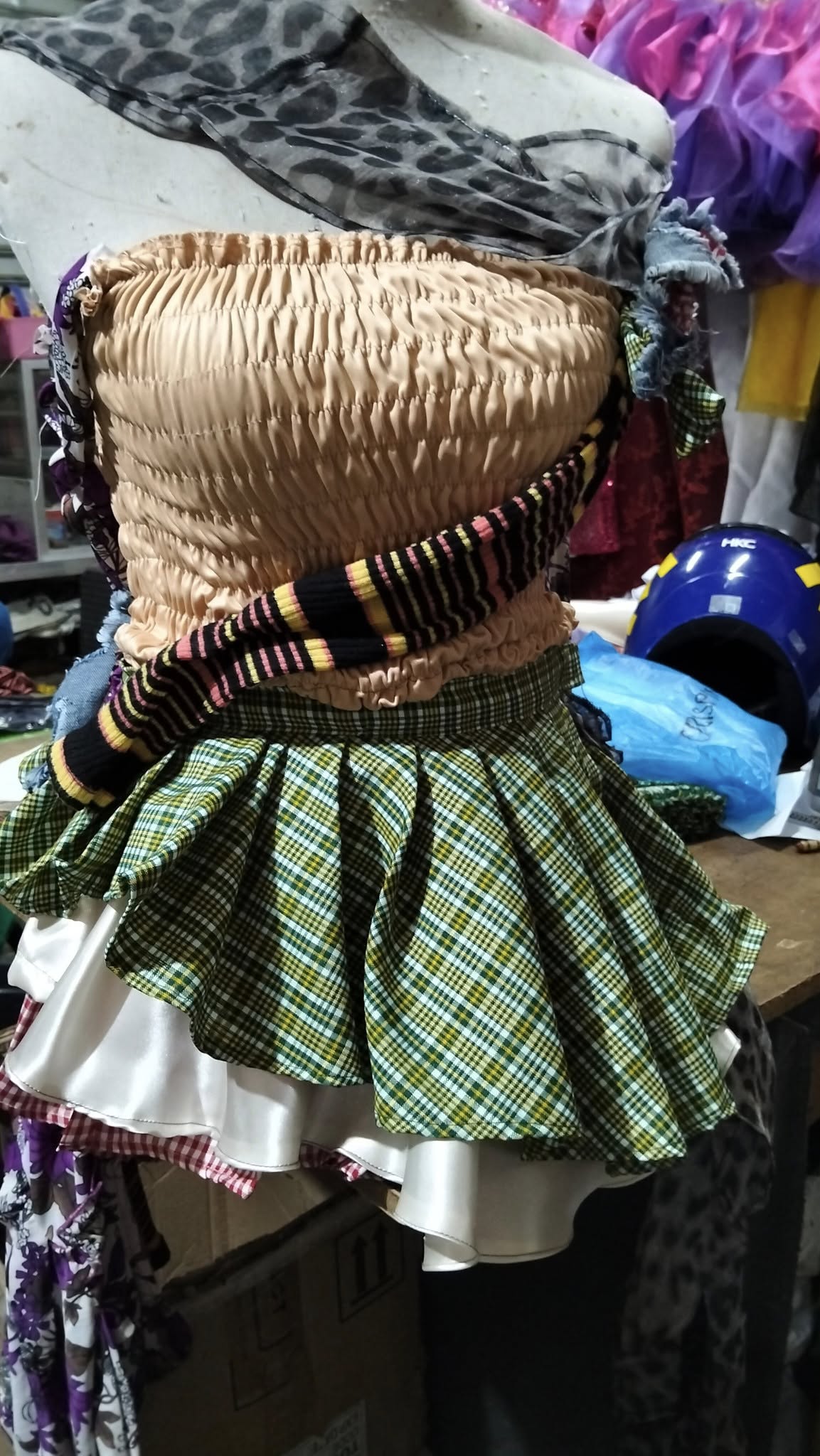 Stripes plaid satin